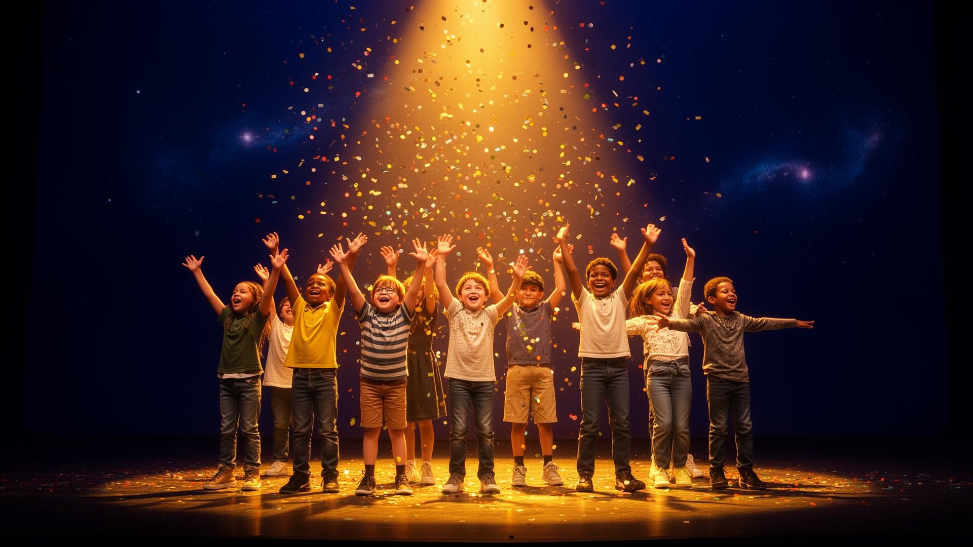 Children celebrating on stage